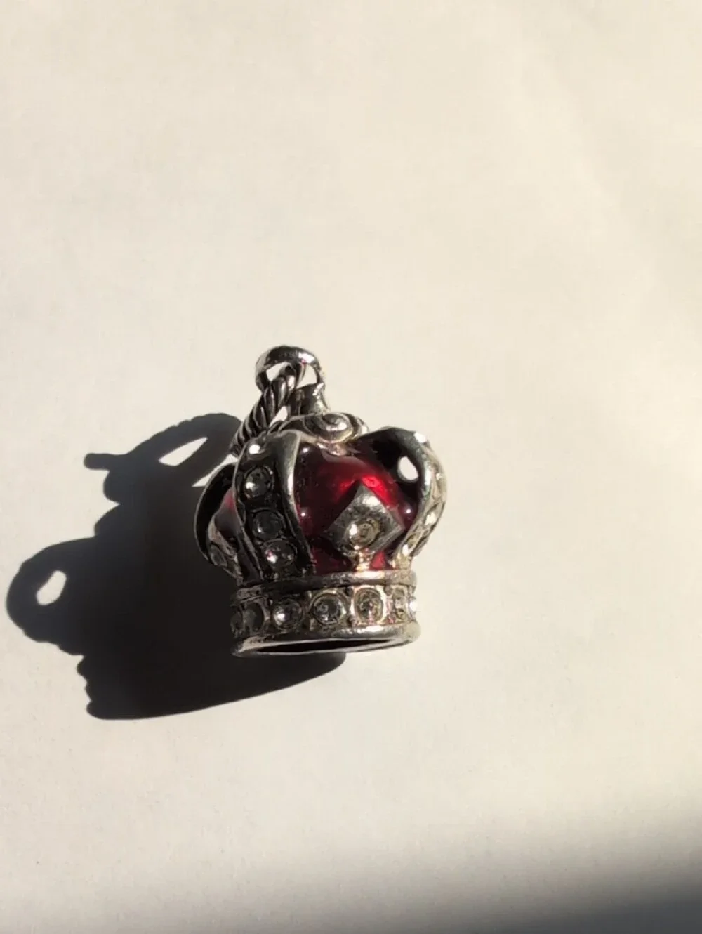 Brighton Silver Crown Pendant with Deep Red